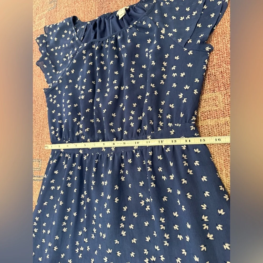 J. Crew blue floral tiered midi peasant dress size 6